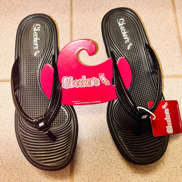 New Skechers Cali Black Women’s Wedge Sandals - Picture 3 of 4